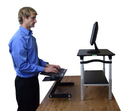 LIFT Standing Desk Conversion Kit - Ergonomic Adjustable Height Monitor Stand & Keyboard Tray for Sitting and Standing (Black & Black)