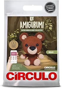 Círculo Amigurumi Crochet Kit - Safari - All Included, Easy Instructions - Crochet Kit for Beginners - Crochet Set - Animal Crochet Kit, Premium Amigurumi Yarn for Crocheting – Bear