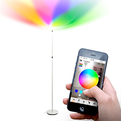 Brightech – Kuler SKY Color-Changing Floor Lamp – Omni-Directional Head – 30 Watts – Energy-Saving Built-in LED that’s Bluetooth Compatible – Control with your iPhone or iPad! - White