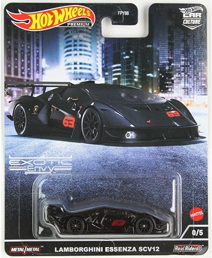 Hot Wheels Car Culture Exotic Envy Lamborghini Essenza SCV12 Black Chase Car 0/5 1:64 Diecast Vehicle