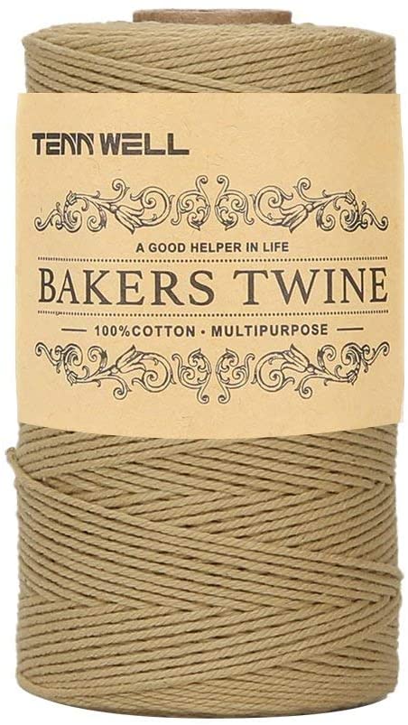 Tenn Well Cotton Bakers Twine, 200 Meters 1mm Food Safe Cooking String for Trussing and Tying Poultry Meat Making Sausage