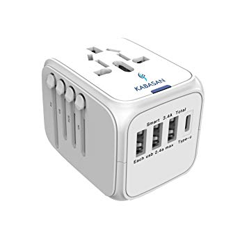 Clearance - International Power Adapter Type C - Universal  Travel Adapter -  International Wall Charger, Power Plug Adapter  with 4 USB Charging Ports For US, UK, AUS, EU