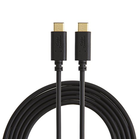 CableCreation USB 2.0 Type C to Type C Cable Gold Plate Newest USB Type C Plug to C Type Cable, Superspeed Micro USB 3.1 USB-C Male to USB 3.1 C Type Male Connection Cable(3A), for Apple The New Macbook, Chromebook Pixel, Tablet, Nokia N1 and New Device Have Type-C Port, 6.5ft/2M Black Color