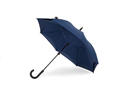 Orginal Kazbrella Reverse Folding Inverted Umbrella Double Layer Wind Proof UV Proof (Deep Blue (curved handle))