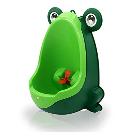 Sundee Boy's Baby Urinal - Cute Frog Standing Potty Training Urinal for Pee Trainer with Funny Aiming Target - Blackish Green