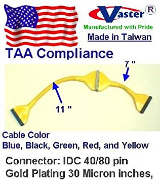 SuperEcable - 20457-3-18 - UDMA 40/80 Round IDE/EIDE/ATA HDD Data Cable, 3Connector - 18 Inches