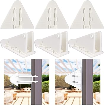 Sliding Door Locks for Baby Safety, Viaky Child Proof Window Lock Strong 3M Adhesive Safety Latch for Sliding Closet/Shower/Patio/Window/Wardrobe(6 Pack, White)