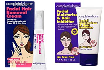 Completely Bare Hair Removal And Inhibitor Set! Includes One Ctrl Hair Del Facial Hair Removal Cream And One Go Fuzz Free Facial Moisturizer & Hair Inhibitor! Get Rid Of Unwanted Hair Easily!