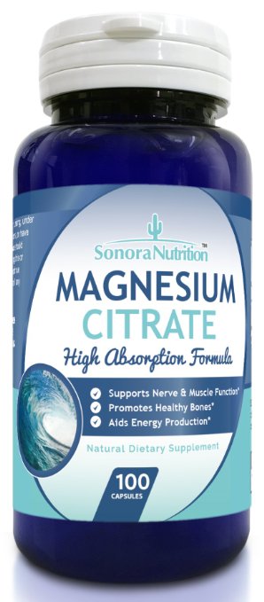 Sonora Nutrition Magnesium Citrate High Absorption Formula 400 mg, 100 Capsules