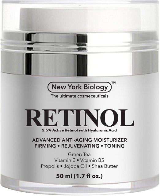 Retinol Moisturizer by New York Biology - Anti Aging Retinol Cream with Hyaluronic Acid for Face and Eye Area - 1.7 fl oz
