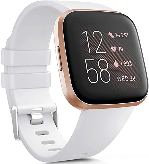 Vancle Bands Compatible with Fitbit Versa Bands for Women Men Rose Gold Silicone Wristbands for Fitbit Versa Bands/Fitbit Versa Lite Bands/Fitbit Versa 2 Bands