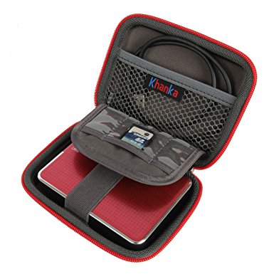 Khanka EVA Hard Travel Shockproof Carrying Case Bag Box for Western Digital Wd My Passport Ultra / Wd Elements Portable External USB 3.0 Hard Drive 1tb / 2tb (Red)