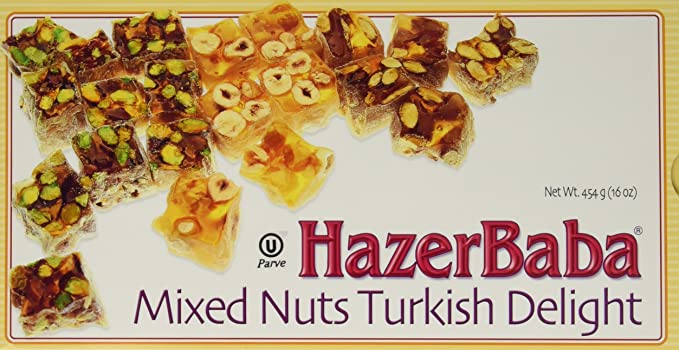 Hazerbaba Turkish Delight with Pistachio, Almond & Hazelnut – 1lb