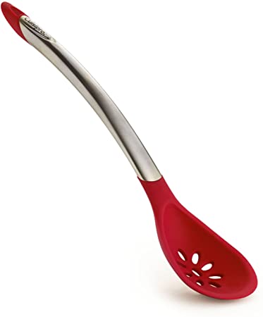 Cuisipro Silicone Slotted Spoon, 12-Inch, Red