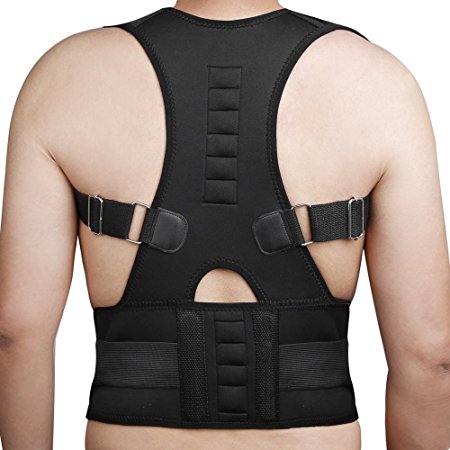 Aofit AFT-B002 Upgraded Version Magnet Back Posture Brace for Posture Correction and Back Pain Support S-XXL (XXL, Black)