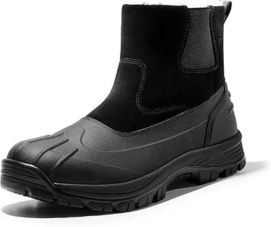 NORTIV 8 Mens Slip on Winter Waterproof Rain Boot for Outdoor