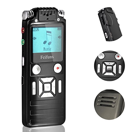 Digital Voice Recorder, 2 in 1 Portable Tape Recorder 8GB MP3 Player Professional Dictaphone USB Rechargeable Voice Recording Audio Device Dynamic Noise Reduction with Headphones