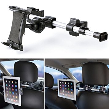 iKross Headrest Mount, Car Backseat Headrest Extension Mount Holder for 7-10.2 Inch Apple, Samsung, Asus, LG, Lenovo Tablet- Black