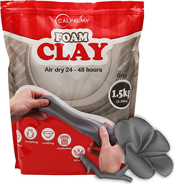 3.3 lbs Moldable Cosplay Foam Clay (Gray) - Air-Dry High Density Clay for Intricate Designs - Dries Evenly Within 24-48 Hours - Sandable and Paintable Clay Foam