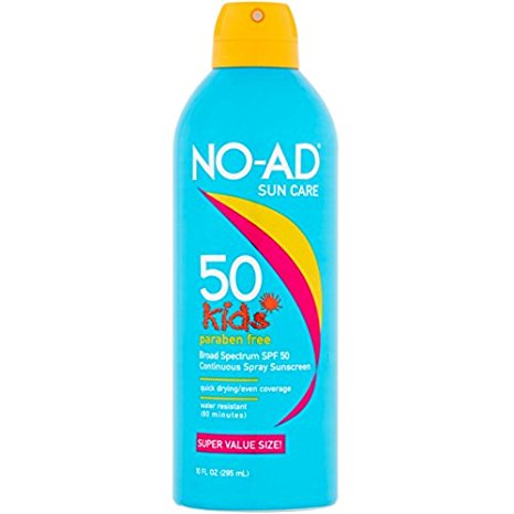 NO-AD Kids Sunscreen Spray SPF 50 10 oz (Pack of 4)