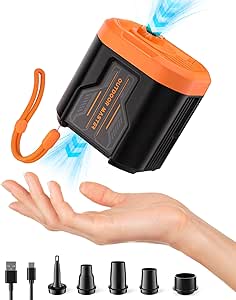 OutdoorMaster Bonito 5kPa Portable Electric Air Pump for Inflatables, 14.43Wh Rechargeable Mini Air Pump Inflator, Inflation & Deflation for Air Mattress, Pool Float, Storage Bags, Air Beds