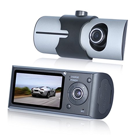 Lecmal HD R300 Vehicle Camera Video Recorder with GPS Logger G-sensor 2.7" 140/ Dual Lens Car DVR Dash CAM Camcorder / Support High-Capacity Micro TF Card /Traffic Dashboard Camcorder(Black)