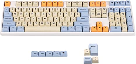 YMDK Blue Beige Orange Dye Sub 108 Key Mac Keys Thick PBT OEM Profile Keycap for Standard 104 TKL 60% MX Switches Keyboard (Only Keycap) (108 add 4 ISO Keys)