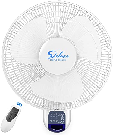 Simple Deluxe HIFANXWALLDIGIT 16-Inch Digital Wall Mount Oscillating Exhaust Fan with Remote and Built-in Timer, ETL Certified, 1 Pack (Renewed)