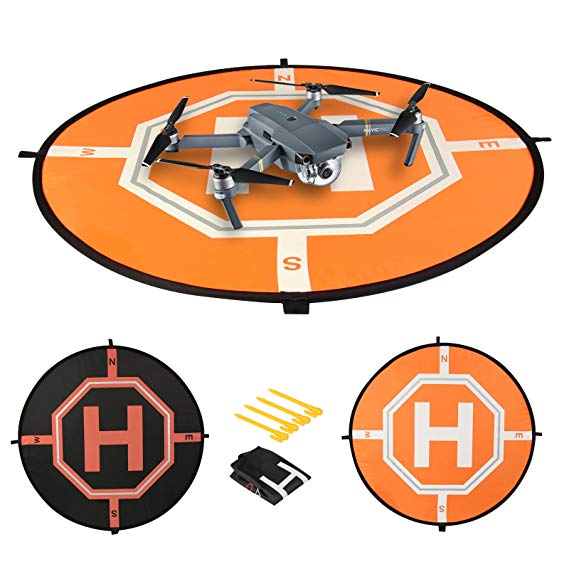 COMECASE 31'' Drone Landing Pad for DJI Mavic Pro/Air with Reflective Areas. Includes 4 Land Nails Keeping RC Drones Safe