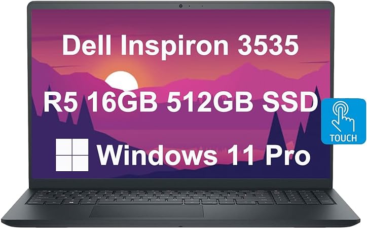 DELL Inspiron 15 15.6" Business Laptop (FHD Touchscreen, AMD Ryzen 5 7530U, 16GB RAM, 512GB PCIe SSD, (6-Core Beat i7-1165G7)) Numeric Keypad, Webcam, 2023 Inspiron 3000 3535, Win 11 Pro, Carbon Black