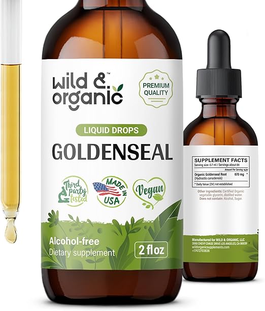 Goldenseal Tincture - Organic Goldenseal Root Liquid Extract - Vegan, Alcohol Free Goldenseal Drops - 2 fl oz