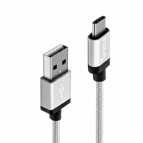 USB-C Cable, iSpecle™ 2M Nylon Braided Reversible USB 2.0 Type C to Standard Type A USB Data Cable for Nexus 6P, Nexus 5X, Oneplus 2, Lumia 950, Lumia 950XL, ChromeBook Google Pixel C, Apple New Macbook, Nokia N1 Tablet, LG G5 and More (Sliver)
