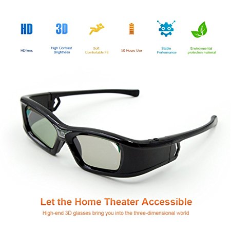AEHR 3D Active Shutter Glasses 144Hz Rechargeable Infrared for r all 3D DLP-Link Ready Projector