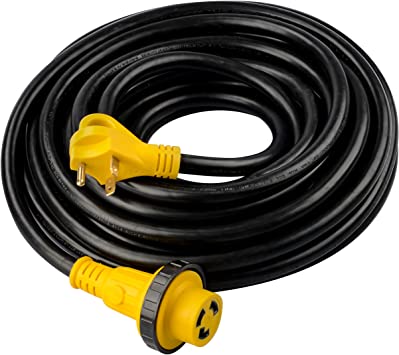 10/3 AWG 15ft 125V 30Amp RV Cord with Twist- Lock Connector and Grip Handle (TT-30P/L5-30R ) 125V STW VERCRO ETL Listed by LifeSupplyUSA 15ft