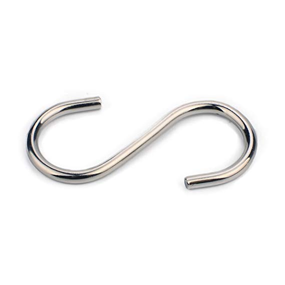 Flammi 20-Pack Mini S Shaped Hooks Hanging Hooks Chrome Plated for Jewelry Key Ring Dustpan Brush (2-Inch Long)