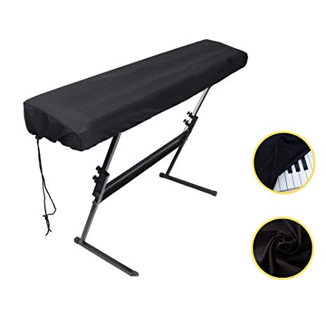 Piano Keyboard Dust Cover For 61/76/88 Keys- Electric/Digital Piano Stretchable Protective Keyboard Cover, Elastic Cord Locking Clasp, Machine Washable (61-76 Keys)