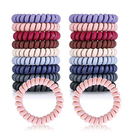 18 Pcs Spiral Hair Ties, Plastic Hair Ties Spiral No Crease and Colorful Phone Cord Hair Tie, Traceless Spiral Hair Ties for Women and Girls