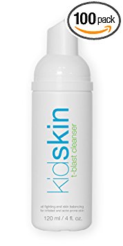 Kidskin - T-Blast Cleanser: Foaming Facial Skin Cleanser for Kids and Preteens with Acne and Oily Skin; Tea Tree Clears Blemishes Without Drying; No: Parabens, Sulfates, Gluten, Cruelty Made in USA