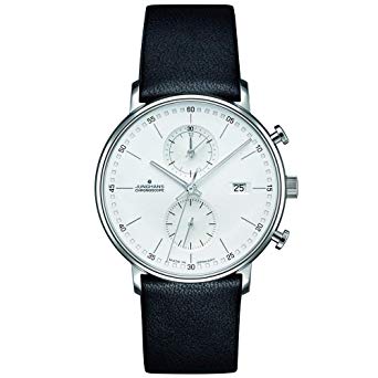 Junghans Form C Chronoscope Quartz Matt Silver Watch | Black Calfskin 041/4770.00