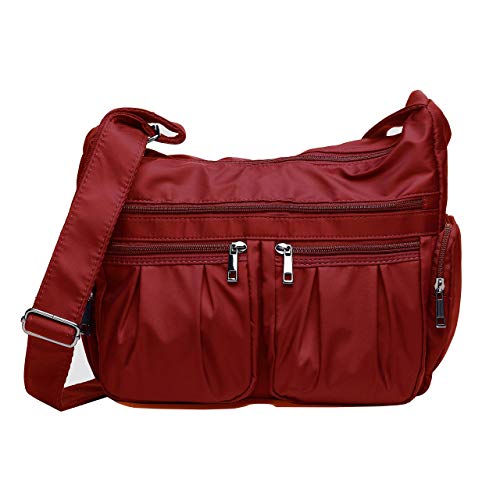 Crossbody Bags for Women, Multi Pocket Shoulder Bag Waterproof Nylon Travel Purses and Handbags