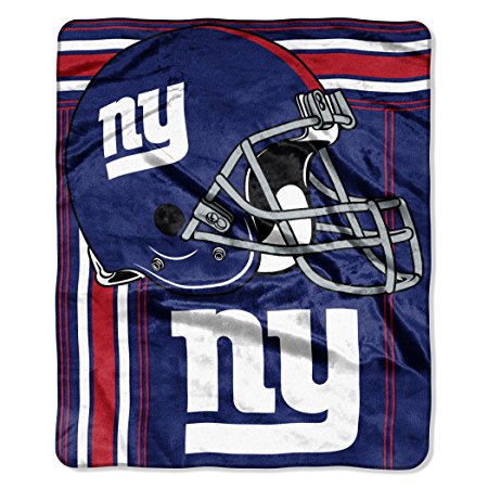 NFL New York Giants Touchback Plush Raschel Throw, 50" x 60", Royal Blue