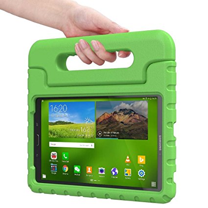 Samsung Galaxy Tab E 8.0 kids case, [2-in-1 Bulky Handle: Carry & Stand] COOPER DYNAMO Rugged Heavy Duty Children’s Cover   Handle, Stand & Screen Protector - Boys Girls Elderly (Green)