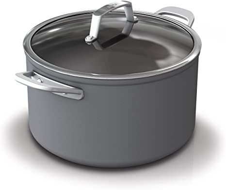 Ninja C30480 Foodi NeverStick Premium Hard-Anodized 8-Quart Stock Pot with Glass Lid, slate grey