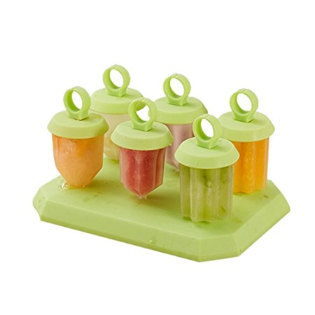 Clearance Sale - Ice Popsicle Molds, Ice Pop Molds, Ice Pop Maker, Oval, Set of 6,Green3