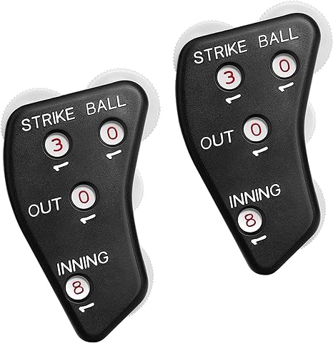 Watayo 4 Wheel Baseball Umpire Clicker -Black Umpire Indicator Gear -Practical Baseball Counter Clicker for Scorekeeper Recording Outs & Innings Balls