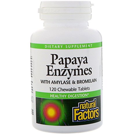 Natural Factors - Papaya Enzymes, Promotes Healthy Digestion, 120 Chewable Tablets