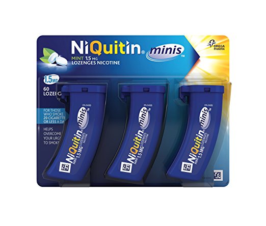 NiQuitin 1.5 mg Minis Mint Lozenges - 3 Tubes of 20, 60 Lozenges Total