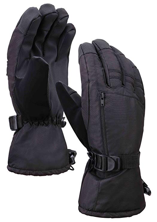 Verabella Men's Thinsulate Insulation Touchscreen Snow Ski Gloves w/Zipper Pocket