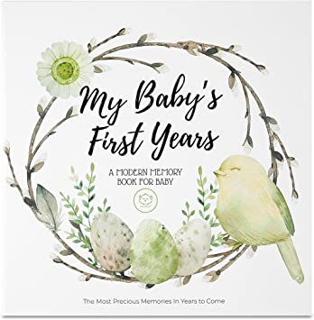 Baby First 5 Years Memory Book Journal - 90 Pages Hardcover First Year Keepsake Milestone Newborn Journal For Boys, Girls - All Family, LGBT, Single Mom Dad, Adoptive - Milestone Photo Scrapbook Album