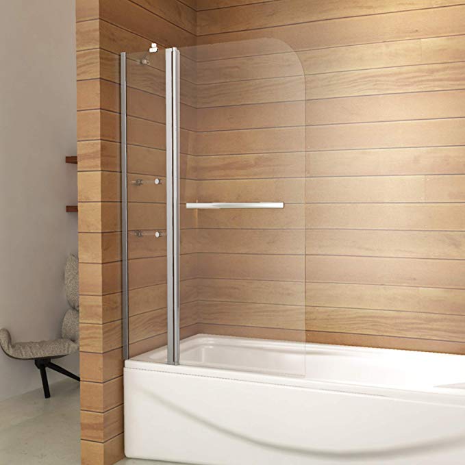 Perfect 1000x1400mm Chrome 180 degree Pivot Bath Shower Screen With Glass Shelves&Towel Rail